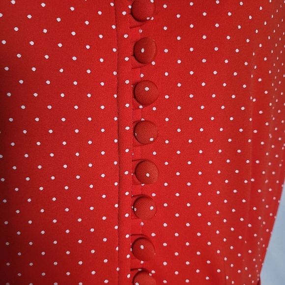 VTG 50's/60's Red/White Micro Dot Rockabilly Pinup Retro Midi Dress Women's M - Picture 3 of 14
